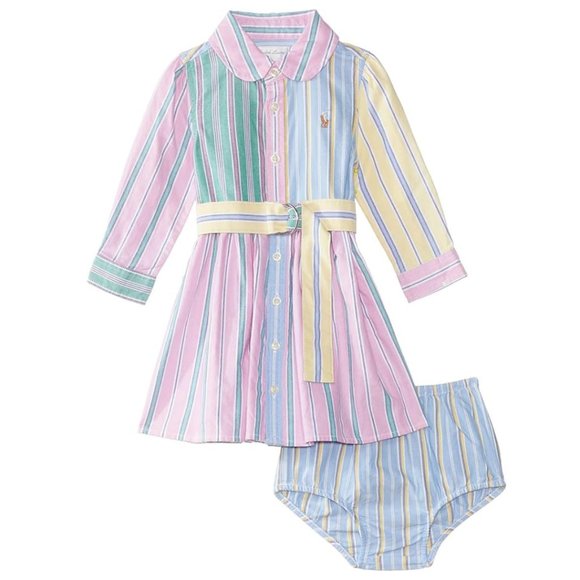 [NWOT] Polo Ralph Lauren Belted Cotton Oxford Fun Shirtdress - Size 12 Months - Picture 2 of 9